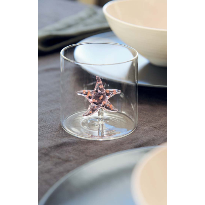 Bicchieri Da Whisky In Vetro Tagliato A Mano Con Bordo Dorato - Motivo Stella, Capacità 300ml (Altezza 14cm, Apertura 7,6cm)