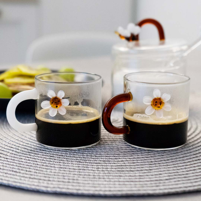 Set 2 Tazze In Vetro Borosilicato 400ml Con Manico Giallo - Perfette Per Caffè, Tè E Cioccolata Calda - 4