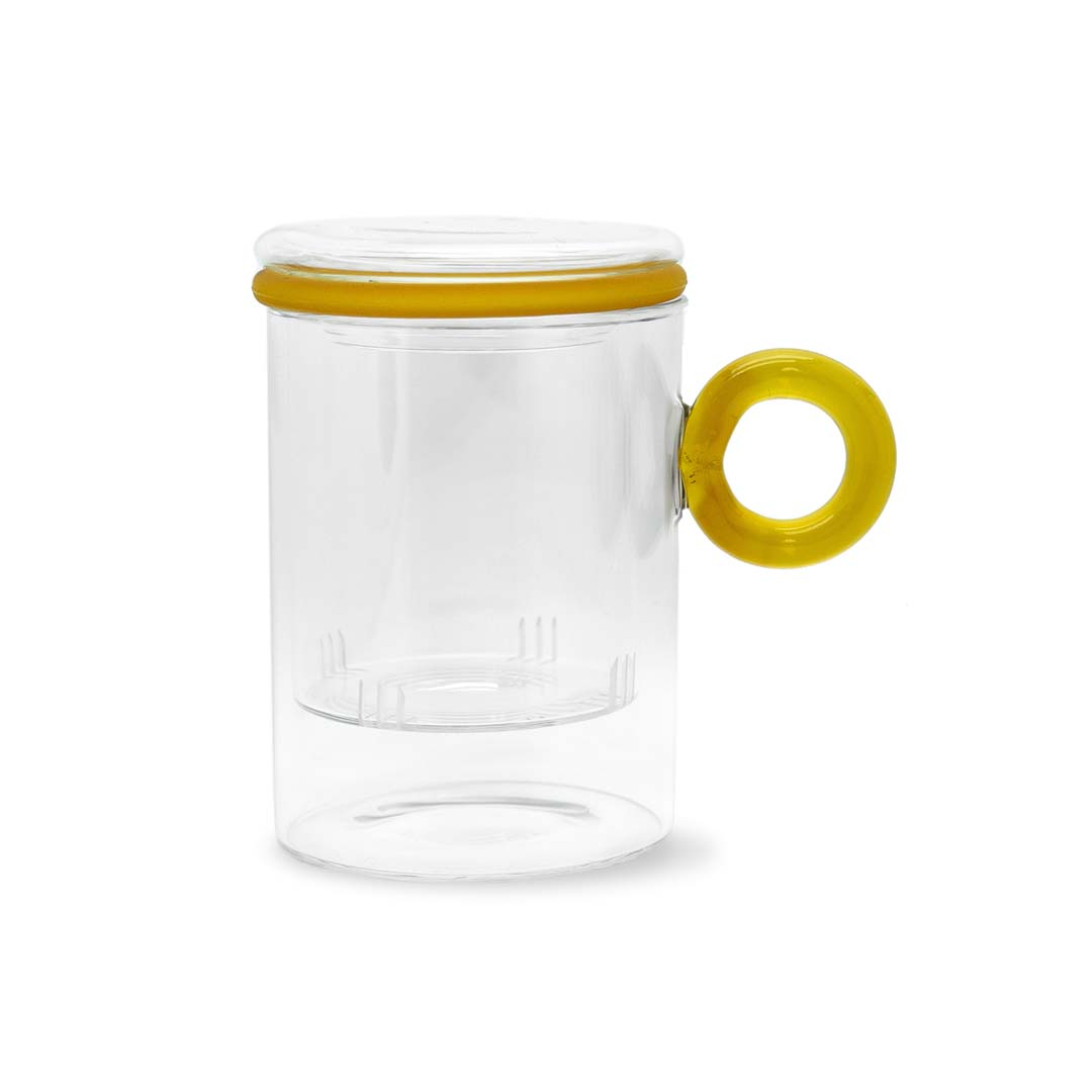 Bicchiere in vetro borosilicato trasparente con miniature decoro zucca