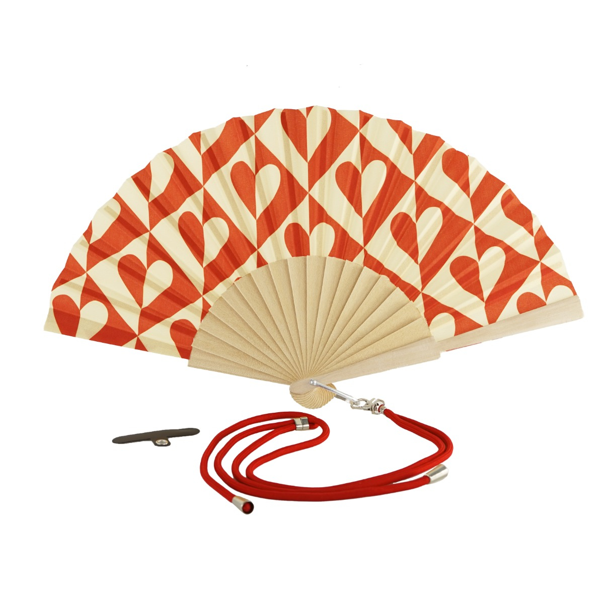 Ventaglio In Legno E Cotone Patchwork – Artigianale Spagnolo Con Custodia In Iuta, 23 Cm