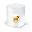 Bicchiere in vetro borosilicato. Capacità 250 ml. Decoro chihuahua.