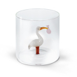 Bicchiere in vetro borosilicato con soggetto in vetro colorato all'interno figura Fagotto rosa