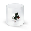 Bicchiere in vetro 250 ml. Decoro GATTO CON GOMITOLO.