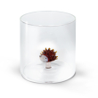 Bicchiere in vetro borosilicato con soggetto in vetro colorato all'interno figura Riccio