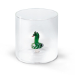 Bicchiere in vetro borosilicato con soggetto in vetro colorato all'interno figura Serpente