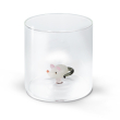Bicchiere in vetro borosilicato con soggetto in vetro colorato all'interno figura Topo
