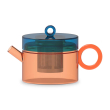 Teiera in vetro borosilicato con manico colorato ad anello color Arancione