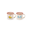 Set 2 tazzine in latta smaltata 150 ml. Decori SCARPONI E PATTINI.
