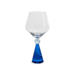 Calice per gin tonic in vetro con base effetto  diamante. Colore blu.