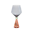 Calice per gin tonic in vetro con base effetto  diamante. Colore pesca e grigio.