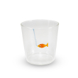 Bicchiere in vetro 250ml. Decoro pesce con amo.