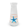 Caraffa in vetro. Decoro Mare righe arancioni.