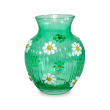 Vaso in vetro con decorazioni esterne. Colore verde.