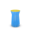 Vaso in vetro. Colore azzurro e giallo.