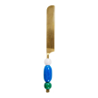 Coltello da torta in acciaio con manico in resina. Colore BLU.