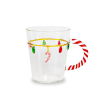 Tazza in vetro 425 ml con manico candy cane. Decoro LUCI NATALIZIE.