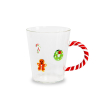 Tazza in vetro 425 ml con manico candy cane. Decoro OMINO PAN DI ZENZERO.