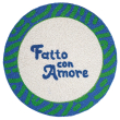 Tovaglietta sottopiatto Ø 35 cm. Decoro FATTO CON AMORE.