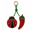 Charm da borsa e/o portachiavi. Decoro COCCINELLA E PEPERONCINO.