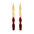 Set 2 candele colorate con forma a spirale. Colore ROSSO E CREMA.