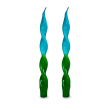 Set 2 candele colorate con forma a spirale. Colore VERDE E AZZURRO.