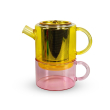 Teiera Tea for one 400 ml. Colore GIALLO E ROSA.