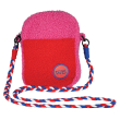 Borsa a tracolla in tessuto effetto bouclé. Colori FUCSIA E ROSSO.