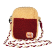 Borsa a tracolla in tessuto effetto bouclé. Colori ROSSO E CREMA.