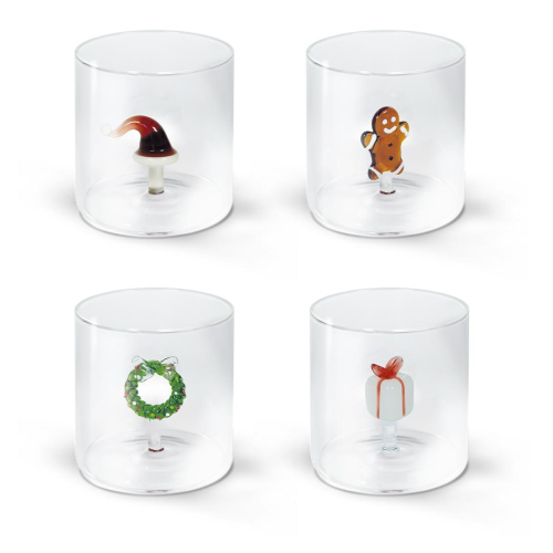 La magia del Natale #1 - Set 4 bicchieri con soggetto colorato