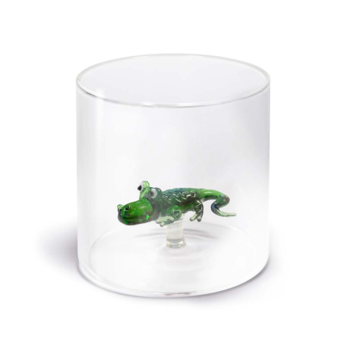 Glass in borosilicate glass. Capacity 250 ml. Alligator decoration.