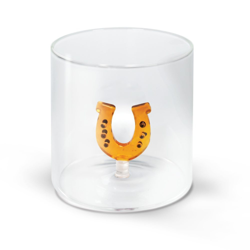 Bicchiere in vetro 250 ml. Decoro FERRO DI CAVALLO.