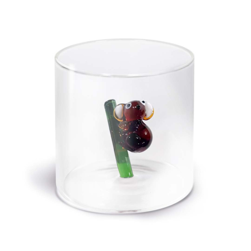 Glass in borosilicate glass. Capacity 250 ml. Koala decoration.