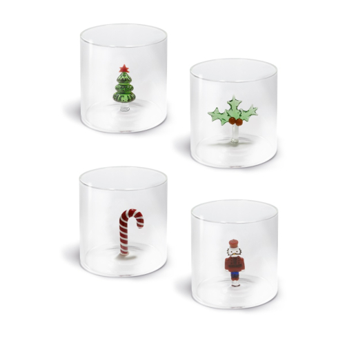 La magia del Natale #3 - Set 4 bicchieri con soggetto colorato