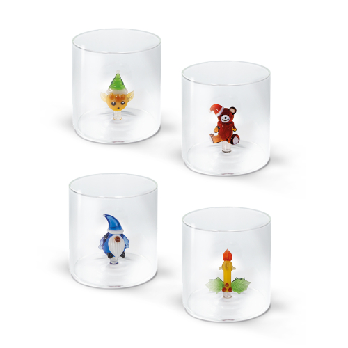 La magia del Natale #5 - Set 4 bicchieri con soggetto colorato