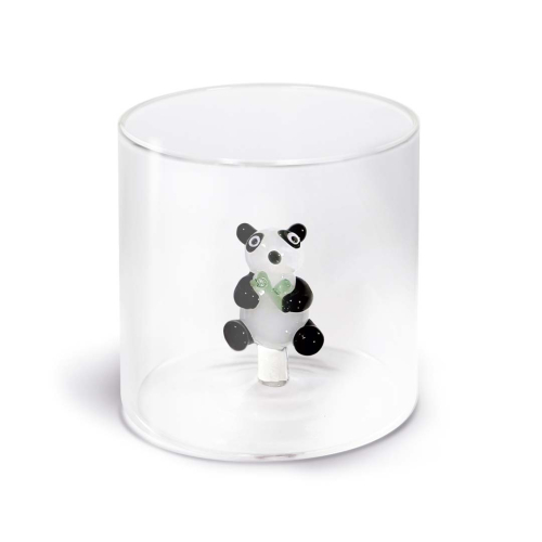 Glass in borosilicate glass. Capacity 250 ml. Panda decoration.