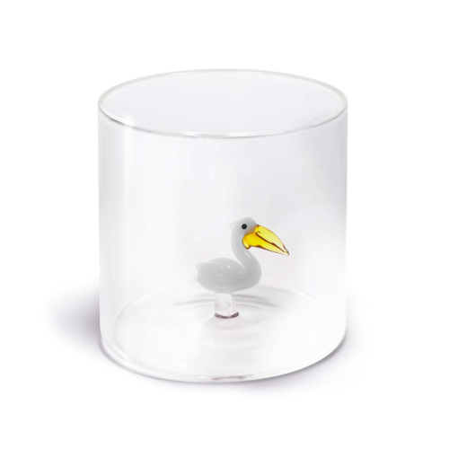 Glass in borosilicate glass. Capacity 250 ml. Pelican decoration.