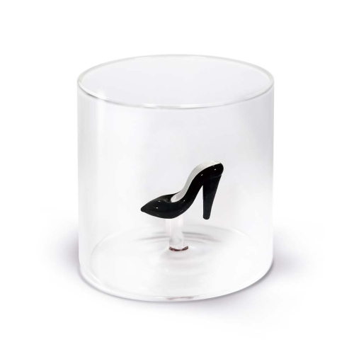 Glass in borosilicate glass. Capacity 250 ml. Shoe decoration.