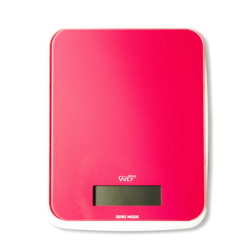 Bilancia digitale con display LCD e pulsante touch colore Corallo