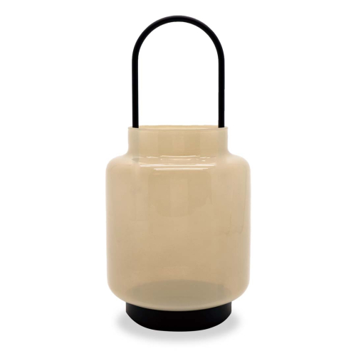 Lanterna in vetro con finiture in metallo 24cm colore Bianco