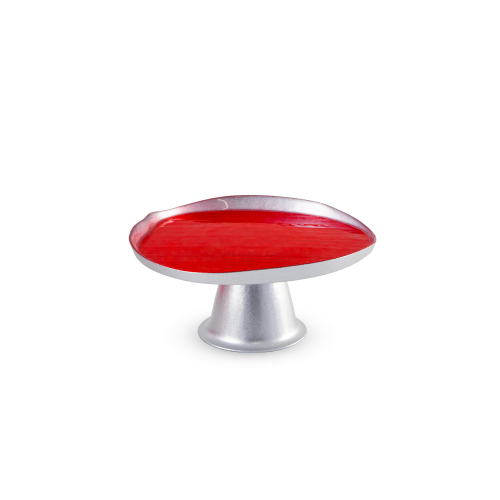 Alzatina in vetro media colore Argento e Rosso.