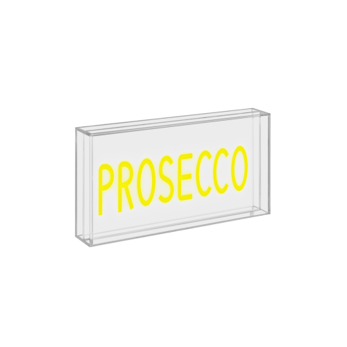 Insegna Neon con cornice in plexiglass 30 x 15 cm. Decoro PROSECCO.