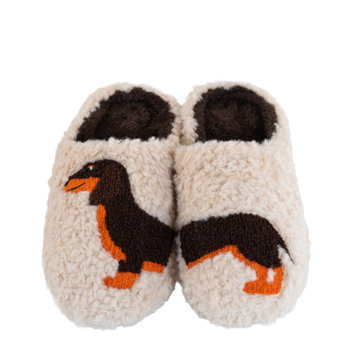 Pantofole decoro bassotto. Taglia M (interno 26,5 cm)