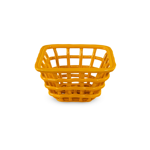 Cestino centrotavola in stoneware. Colore giallo.