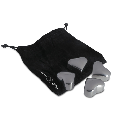 Set 4 cuori raffretta drink in acciaio inox riutilizzabili.