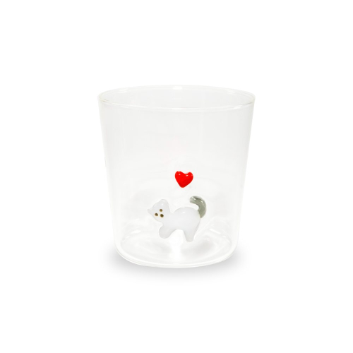 Bicchiere in vetro 250 ml. Decoro GATTO.