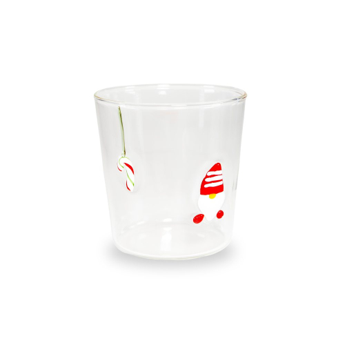 Bicchiere in vetro 250 ml. Decoro GNOMO.