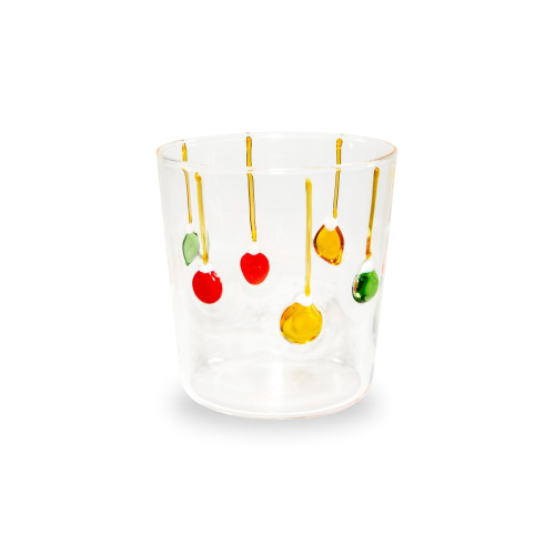 Bicchiere in vetro 250 ml. Decoro PALLINE NATALIZIE.