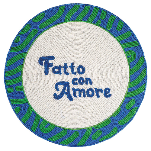 Tovaglietta sottopiatto Ø 35 cm. Decoro FATTO CON AMORE.