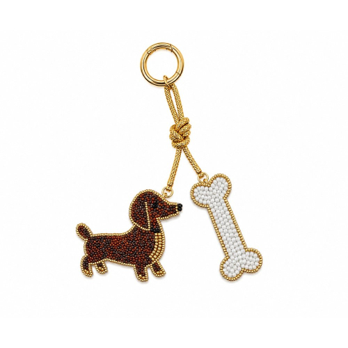 Charm da borsa e/o portachiavi. Decoro BASSOTTO E OSSO.