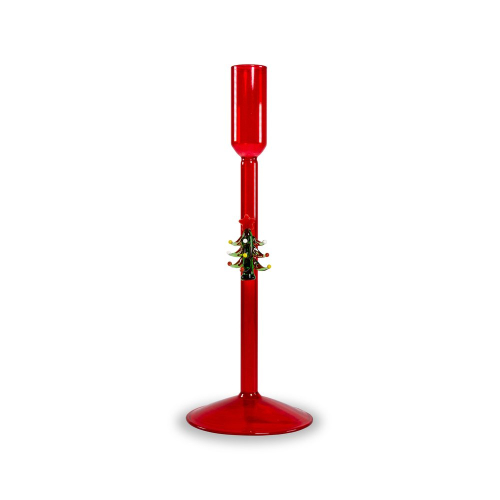 Portacandela in vetro. Decoro ALBERO DI NATALE.